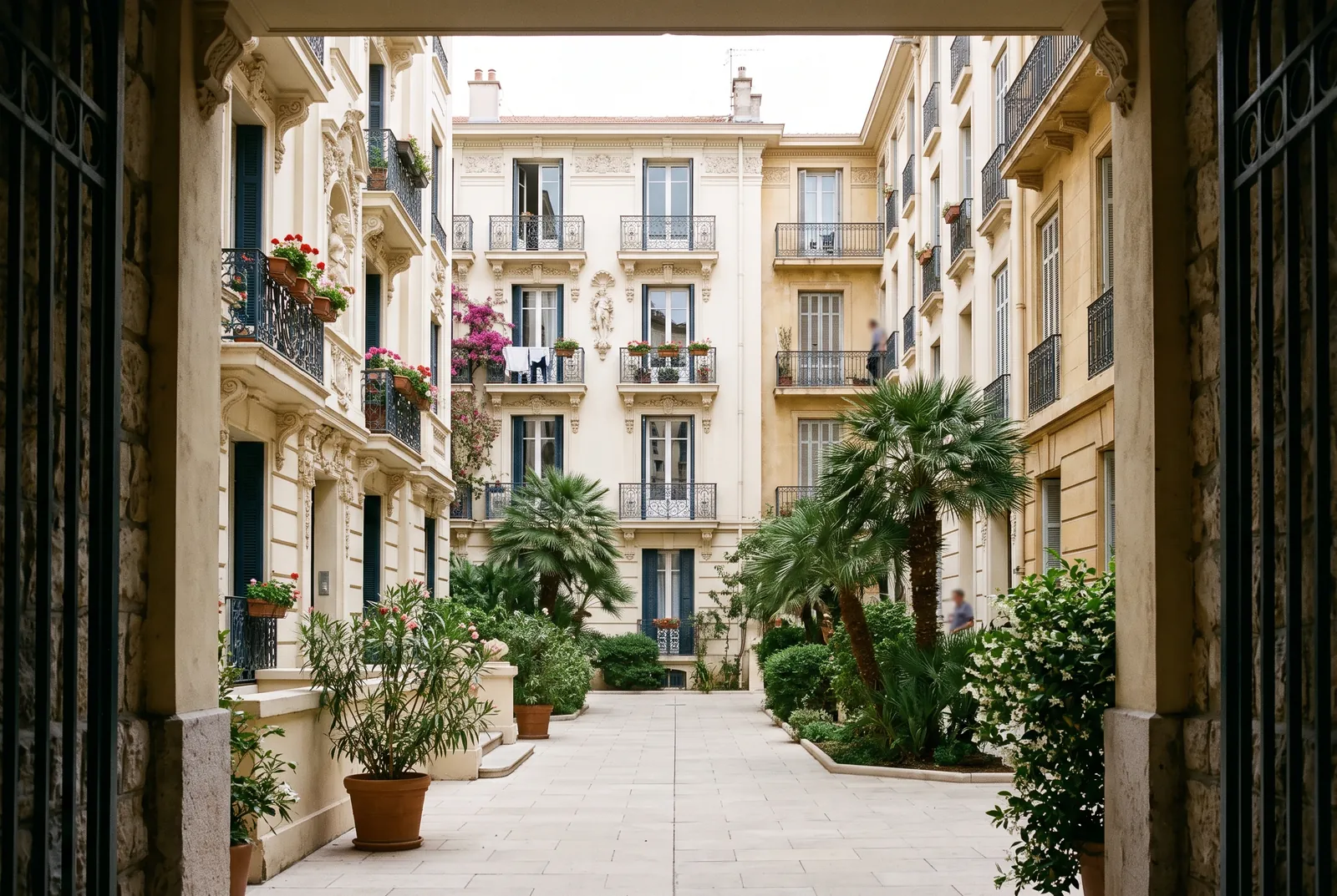 Cour intérieure d'un immeuble à Cannes